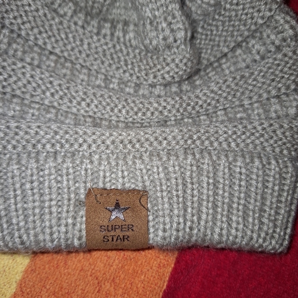 Gray Knit Toddler Beanie Stocking Cap